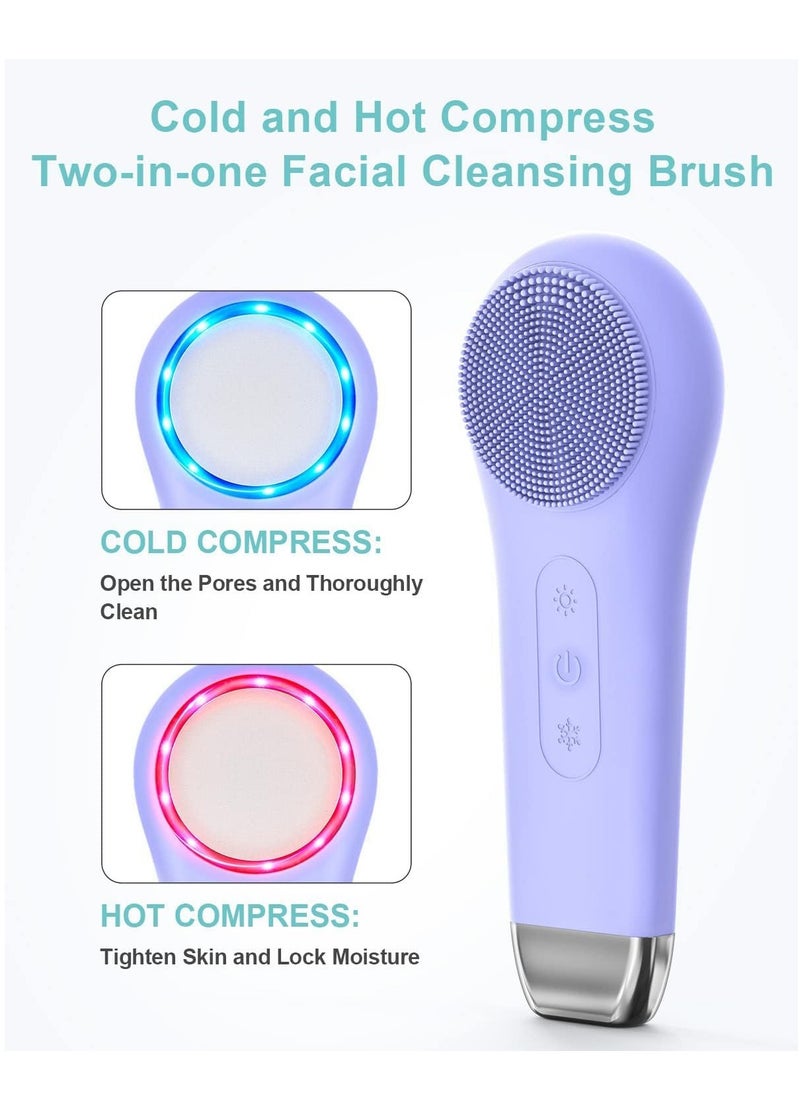 Facial Cleansing Brush Face Scrubber Waterproof Face Scrub Brush for Men & Women Rechargeable Face Brushes for Facial Electric Silicone Face Scrubber Cleanser Brush, Black