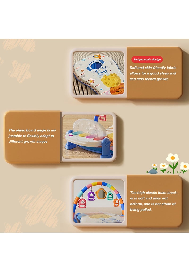 Baby Play Mat Baby Gym,Funny Play Piano Tummy Time Baby Activity Mat with 5 Infant Sensory Baby Toys, Music and Lights Boy & Girl Gifts for Newborn Baby