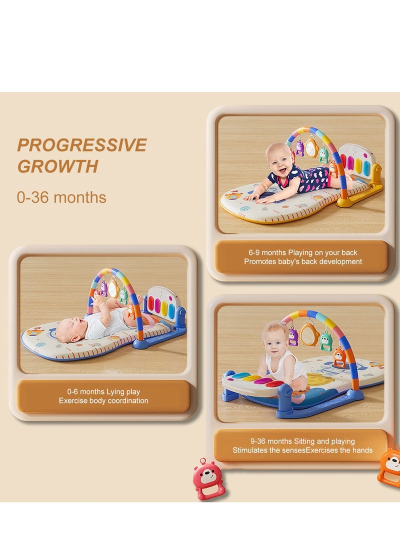 Baby Play Mat Baby Gym,Funny Play Piano Tummy Time Baby Activity Mat with 5 Infant Sensory Baby Toys, Music and Lights Boy & Girl Gifts for Newborn Baby