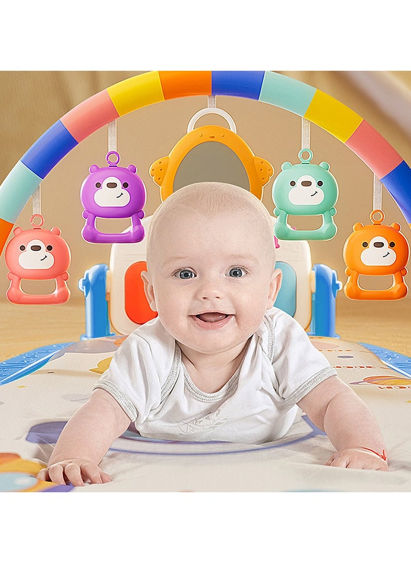 Baby Play Mat Baby Gym,Funny Play Piano Tummy Time Baby Activity Mat with 5 Infant Sensory Baby Toys, Music and Lights Boy & Girl Gifts for Newborn Baby