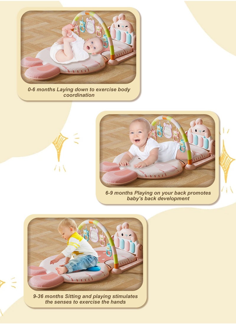 Baby Gyms Play Mats Musical Activity Center Baby Piano Gym Mat Tummy Time Padded Mat for Newborn Toddler Infants