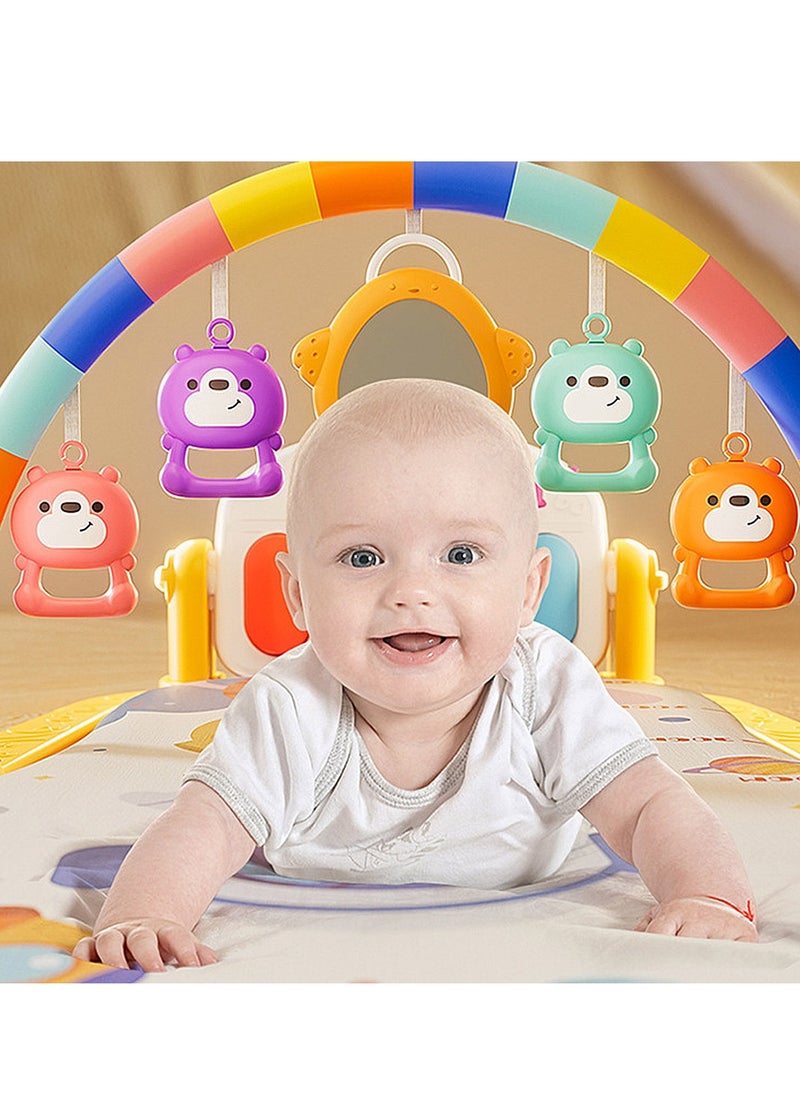 Baby Play Mat Baby Gym,Funny Play Piano Tummy Time Baby Activity Mat with 5 Infant Sensory Baby Toys, Music and Lights Boy & Girl Gifts for Newborn Baby