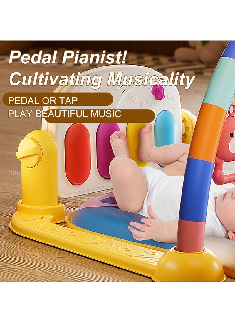 Baby Play Mat Baby Gym,Funny Play Piano Tummy Time Baby Activity Mat with 5 Infant Sensory Baby Toys, Music and Lights Boy & Girl Gifts for Newborn Baby