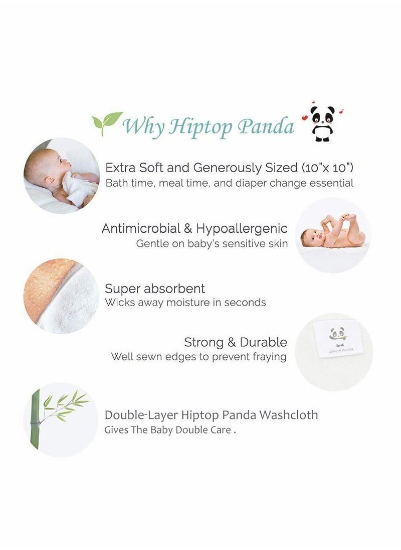 Hypoallergenic Bamboo Baby Washcloths - 2 Layer Ultra Soft Absorbent Towel Newborn Bath u0026 Face for Delicate Skin Boy Girl Shower Gift (6 Pack)