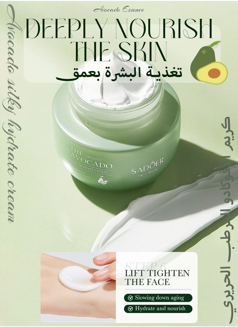 Organic Avocado Skincare Set, 6 In 1 Skincare Gift Set With Facial Cleanser, Face Serum, Face Cream, Eye Cream, Toner & Lip Balm, Anti-Aging Skin Care Kit For Women, Birthday Gifts Set For Teen Girls