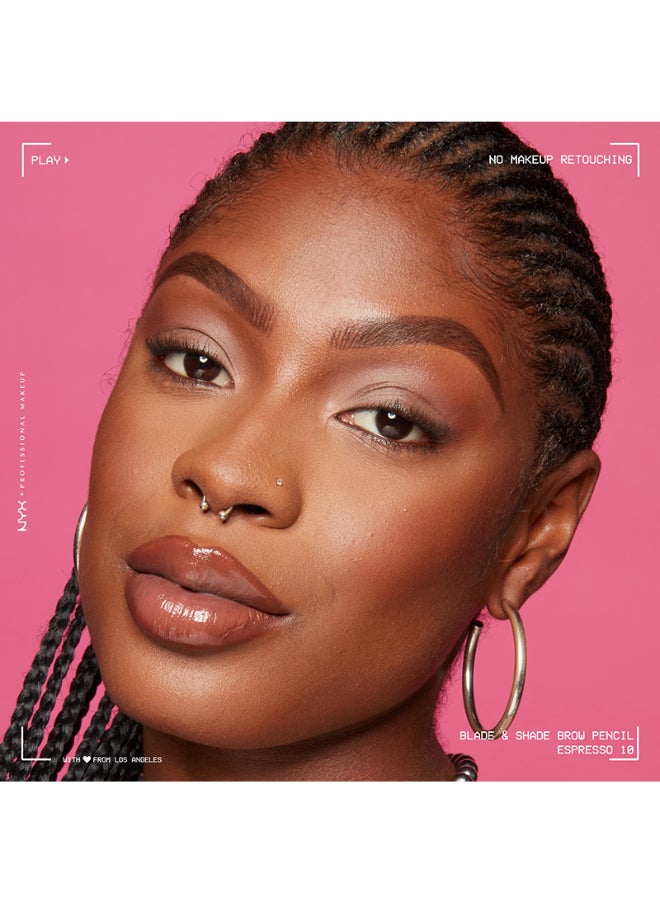 Blade And Shade Dual Edged Brow Pencil Up to 16HR wear Smooth-glide pigment Espresso