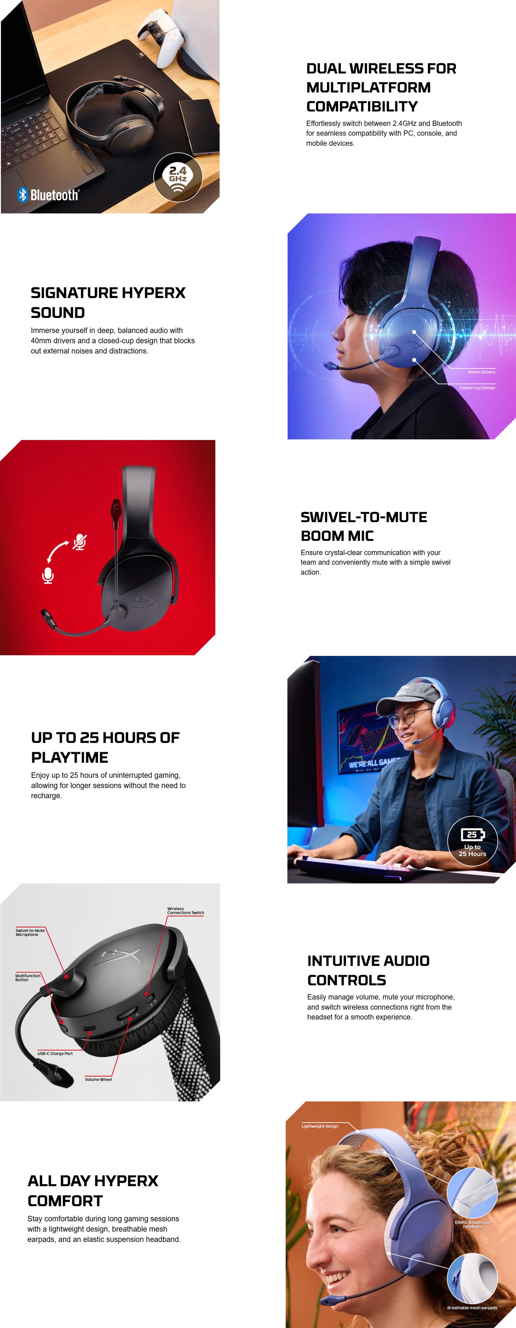 Cloud Jet Dual Wireless Gaming Headset - Blue