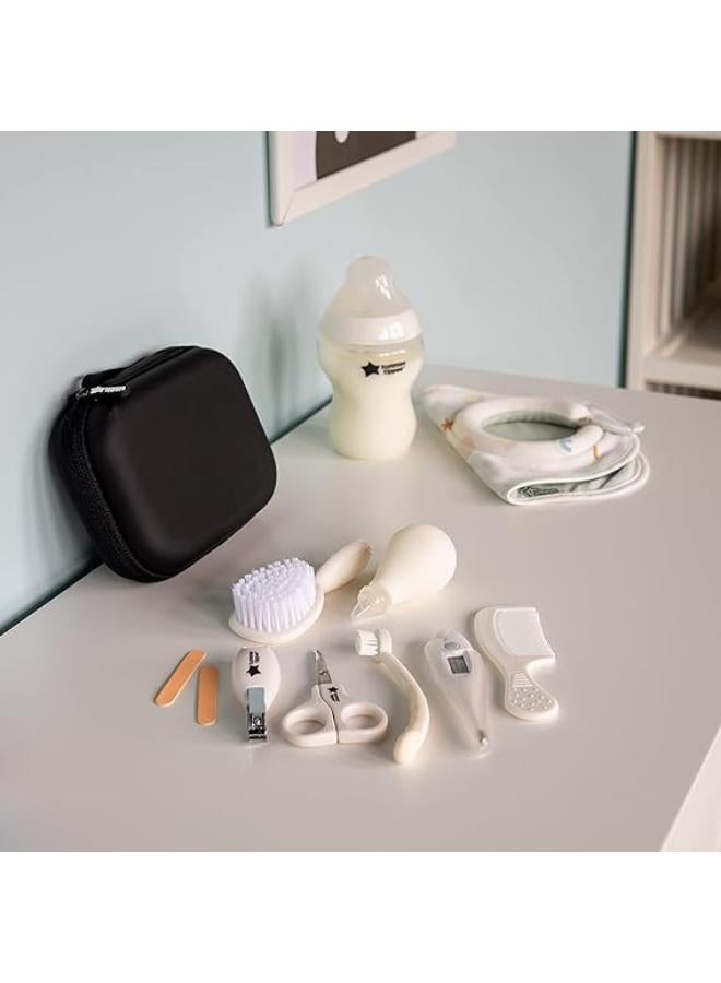 Tommee Tippee Baby Healthcare and Grooming Kit, 9x Essential Newborn Care Items for Home and Travel, Wipe-Clean and Waterproof Travel Case