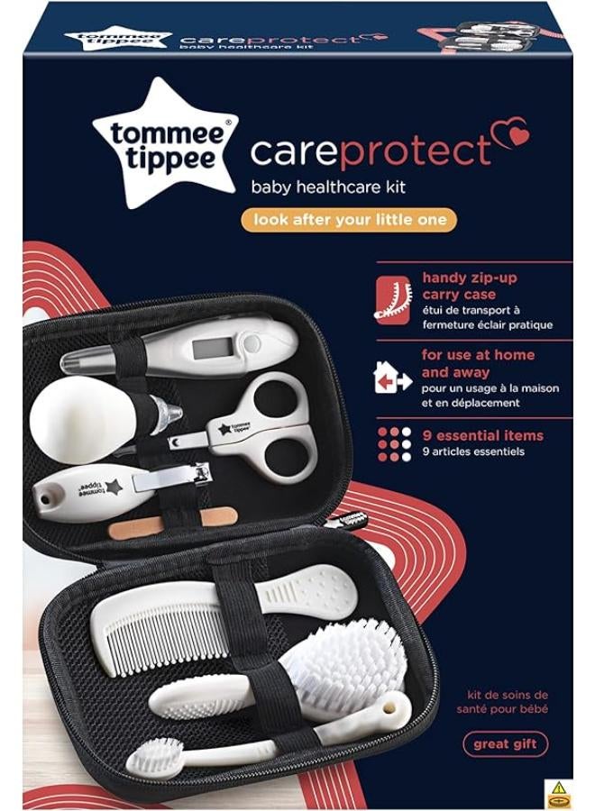 Tommee Tippee Baby Healthcare and Grooming Kit, 9x Essential Newborn Care Items for Home and Travel, Wipe-Clean and Waterproof Travel Case