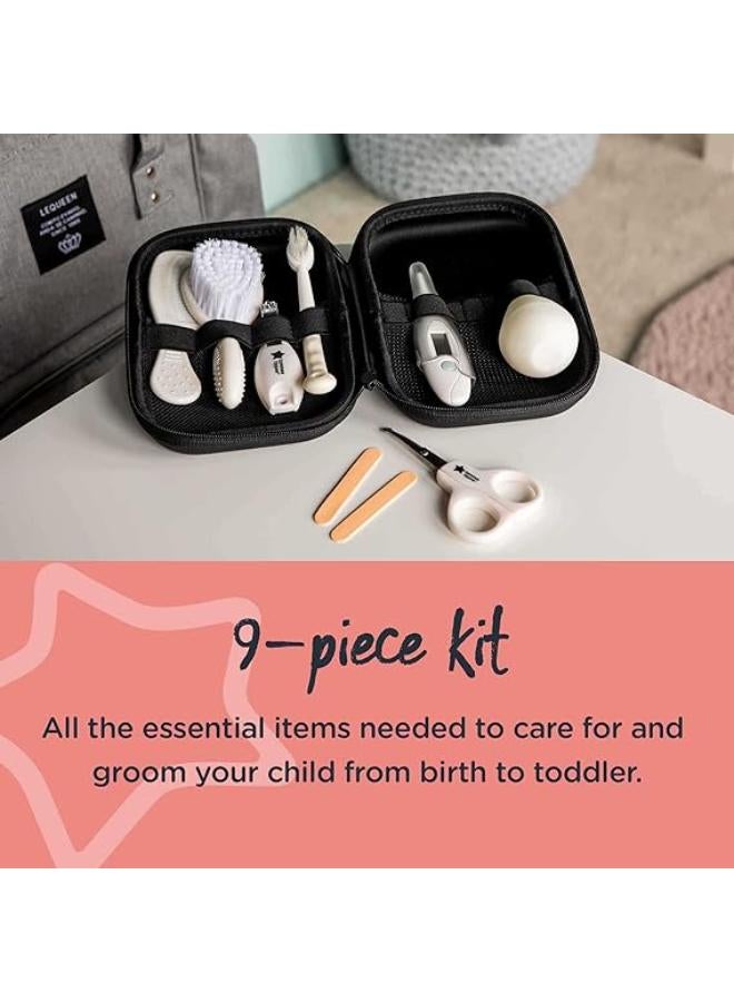 Tommee Tippee Baby Healthcare and Grooming Kit, 9x Essential Newborn Care Items for Home and Travel, Wipe-Clean and Waterproof Travel Case