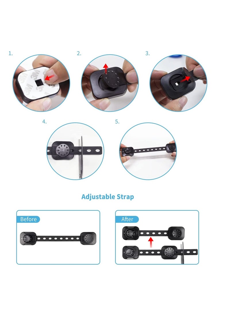 Door Finger Guards Adjustable Child Safety Locks Baby Proofing Cabinet Upgraded Adhesive Double Lock System for Cabinets Drawer Closet Fridge Refrigerator Trash 6Pcak