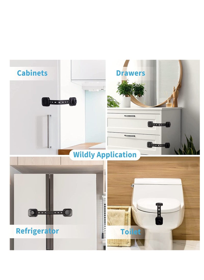 Door Finger Guards Adjustable Child Safety Locks Baby Proofing Cabinet Upgraded Adhesive Double Lock System for Cabinets Drawer Closet Fridge Refrigerator Trash 6Pcak