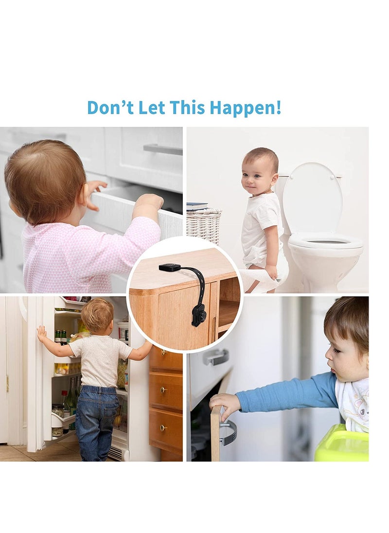 Door Finger Guards Adjustable Child Safety Locks Baby Proofing Cabinet Upgraded Adhesive Double Lock System for Cabinets Drawer Closet Fridge Refrigerator Trash 6Pcak