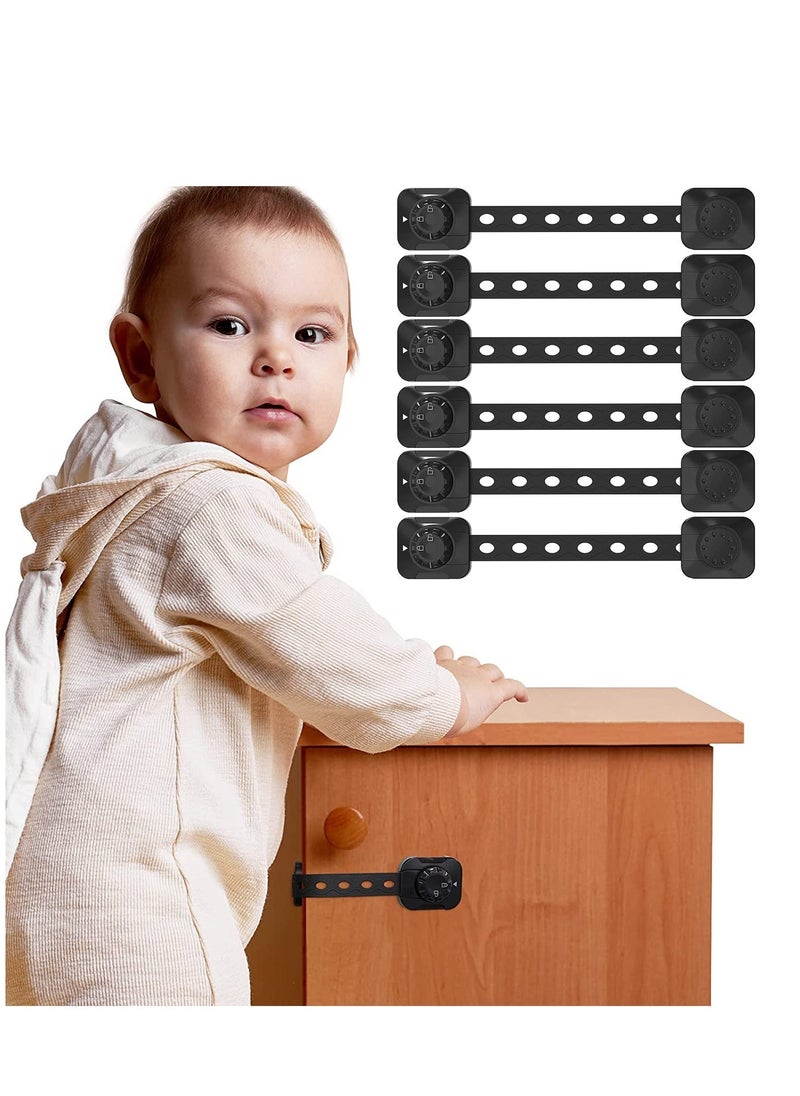 Door Finger Guards Adjustable Child Safety Locks Baby Proofing Cabinet Upgraded Adhesive Double Lock System for Cabinets Drawer Closet Fridge Refrigerator Trash 6Pcak