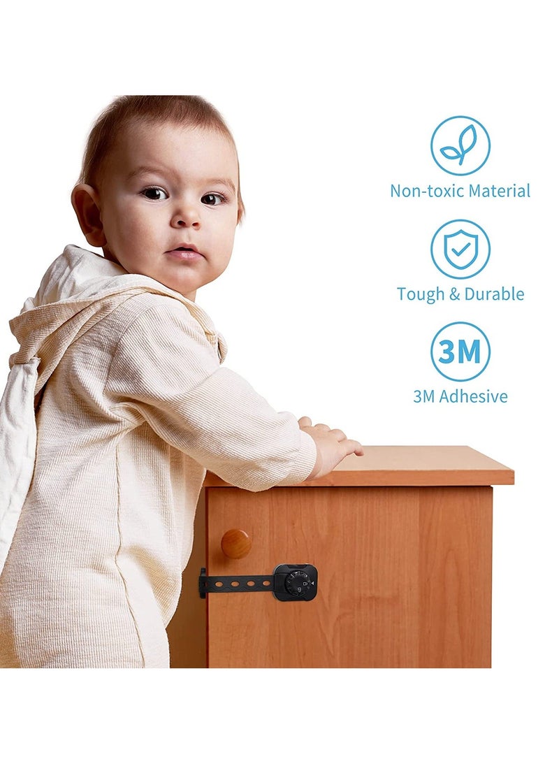 Door Finger Guards Adjustable Child Safety Locks Baby Proofing Cabinet Upgraded Adhesive Double Lock System for Cabinets Drawer Closet Fridge Refrigerator Trash 6Pcak