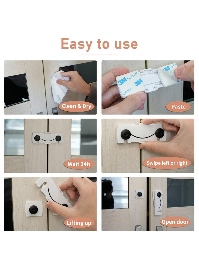 Cabinet Locks for Babies 6 Pack Baby Proofing Safety Child Cabinets Fridge Kids Strong Adhesive No Drilling Durable Multifunctional Furniture Kitchen