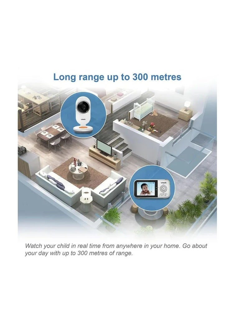 Vm819 Baby Monitor, 2.8 Inch Screen, Night Vision, 2 - Way Audio, Temperature Sensor And Lullabies, Secure Transmission No Wifi