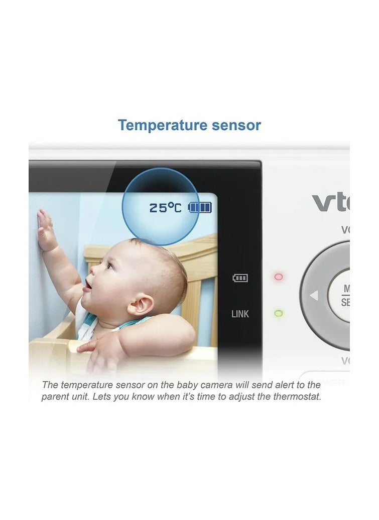 Vm819 Baby Monitor, 2.8 Inch Screen, Night Vision, 2 - Way Audio, Temperature Sensor And Lullabies, Secure Transmission No Wifi