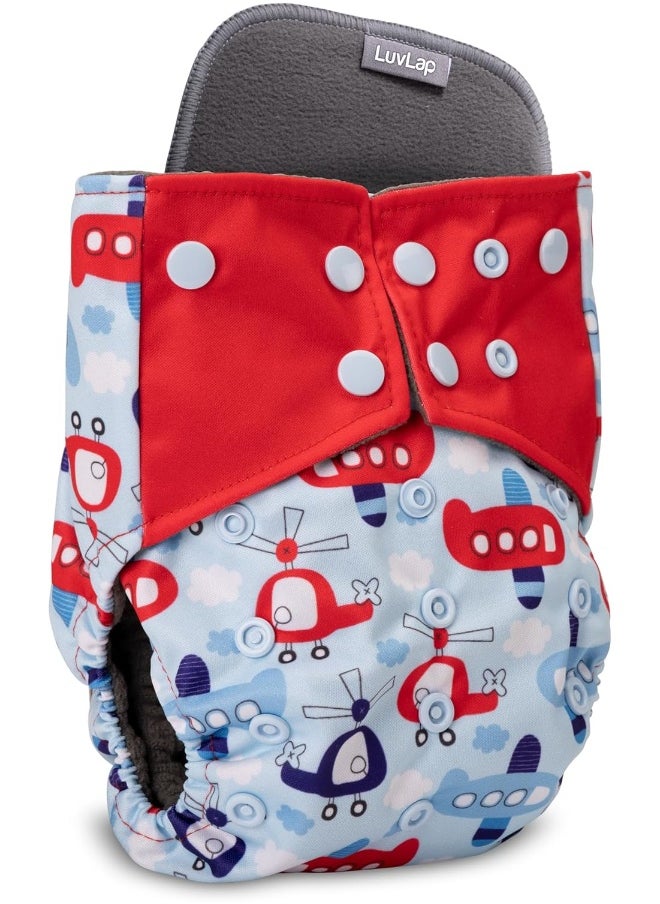 Reusable Baby Cloth Diaper, Double Leak Guard, High Absorption, Quick Dry, Stain-Proof Comfort & Protection, 3m+, Adjustable Waist And Height With Snap Buttons, Absorbent Insert, Blue Ships