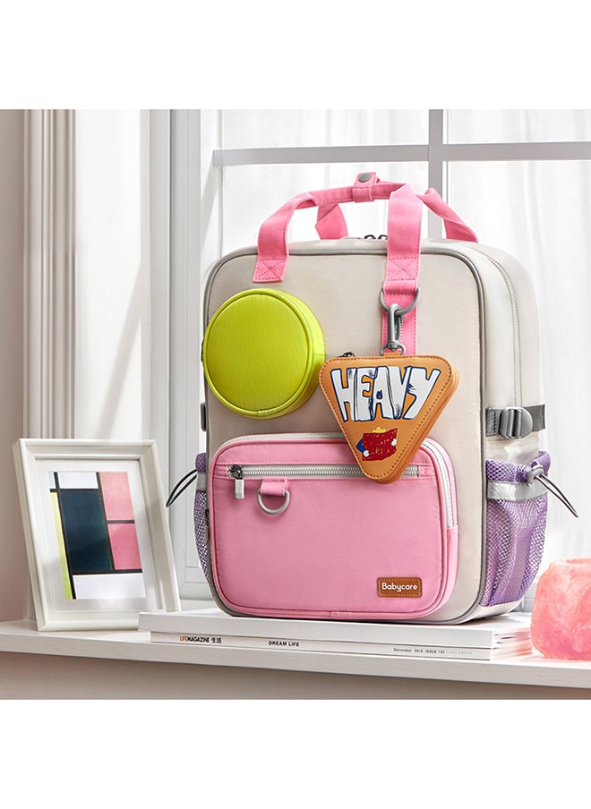 Babycare - ErgoFit Heavy Kid's Backpack, Ergonomic School Bag – Pink, 15-Inch, Lightweight, Durable, Padded Straps, BPA-Free, Breathable Back Panel, Water-Resistant, Spacious Compartments, Zipper Closure, School Essentials Organizer, Ideal for Kids, Shock-Absorbing Base, Comfortable Fit, Daily Use