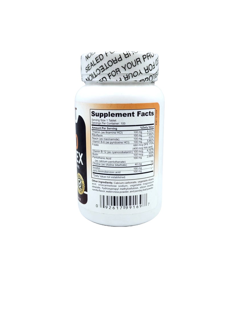 Trust B-100 complex high potency B-Vitamins for cellular metabolism support 100 tablets