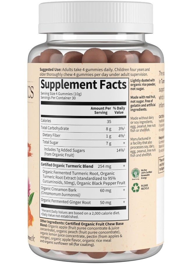 Garden of Life Mykind Organics Turmeric Inflammatory Response Gummy - 120 Real Fruit Gummies For Kids & Adults, 50Mg Curcumin (95% Curcuminoids), No Added Sugar, Organic, Non-GMO, Vegan & Gluten Free