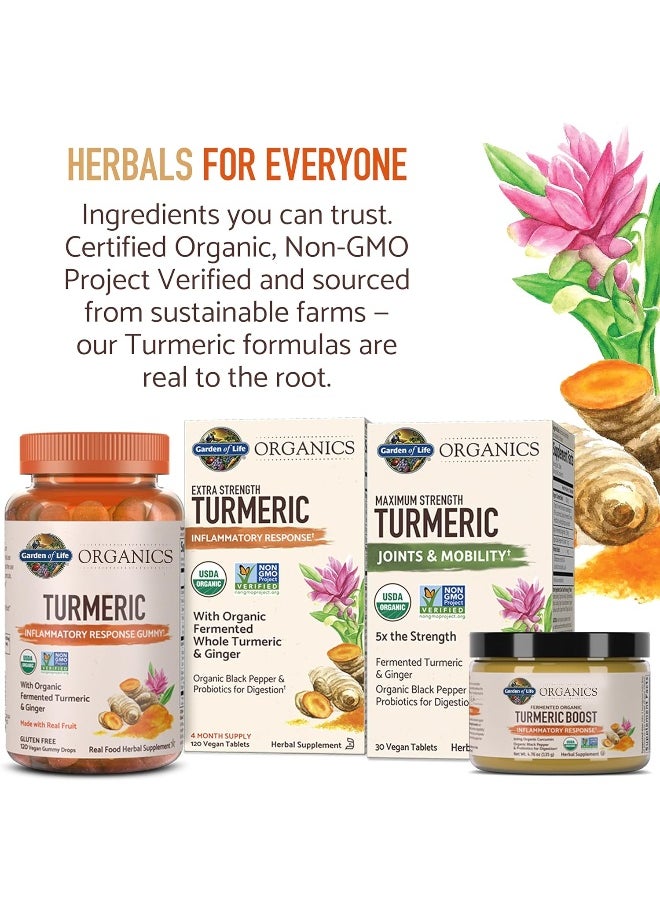 Garden of Life Mykind Organics Turmeric Inflammatory Response Gummy - 120 Real Fruit Gummies For Kids & Adults, 50Mg Curcumin (95% Curcuminoids), No Added Sugar, Organic, Non-GMO, Vegan & Gluten Free