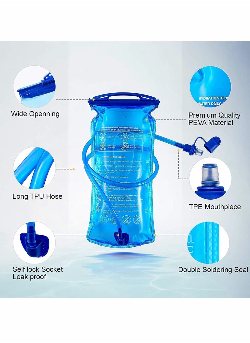 Hydration Bladder, Water Bladder BPA Free, 2 Liter Large Opening Reservoir, Leak Proof Military Storage Bag for Cycling Hiking Camping Biking Running
