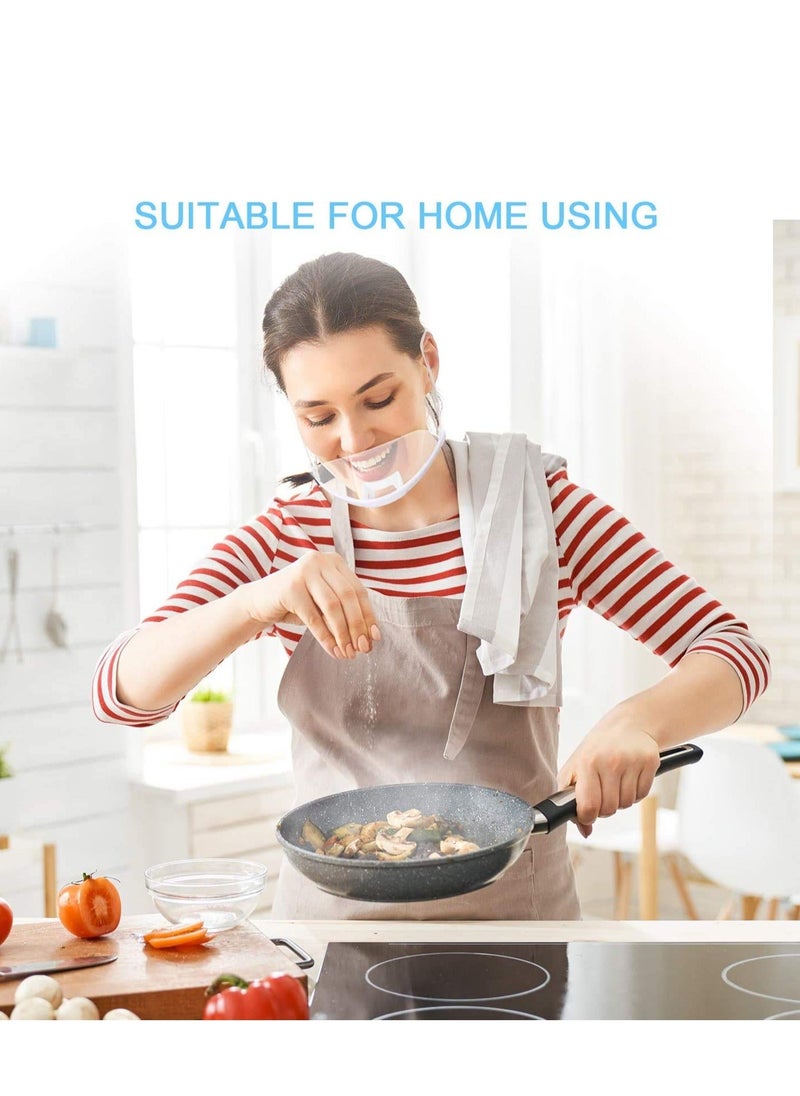 10 Pieces Face Mouth Protection Transparent Plastic Shield Reusable Food Cover Easy to Clean Men Women Anti-Fog and Anti Splash Catering for Hotel Kitchen