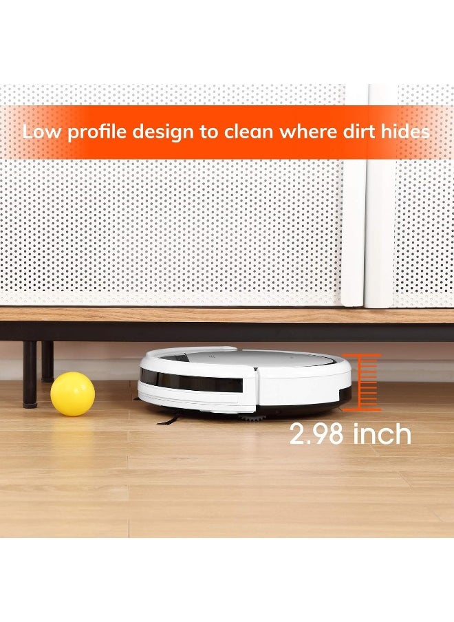ILIFE V3s Pro Robot Vacuum Cleaner, Tangle-free Suction, Slim, Automatic Self-Charging Robotic Vacuum Cleaner, Daily Schedule Cleaning, Ideal For Pet Hair，Hard Floor and Low Pile Carpet,Pearl White