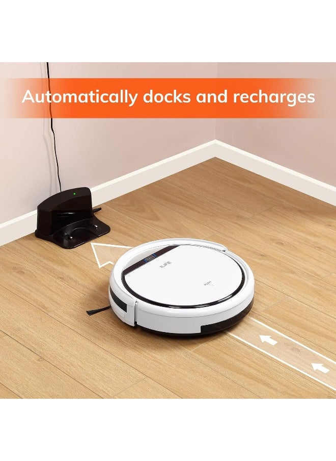 ILIFE V3s Pro Robot Vacuum Cleaner, Tangle-free Suction, Slim, Automatic Self-Charging Robotic Vacuum Cleaner, Daily Schedule Cleaning, Ideal For Pet Hair，Hard Floor and Low Pile Carpet,Pearl White