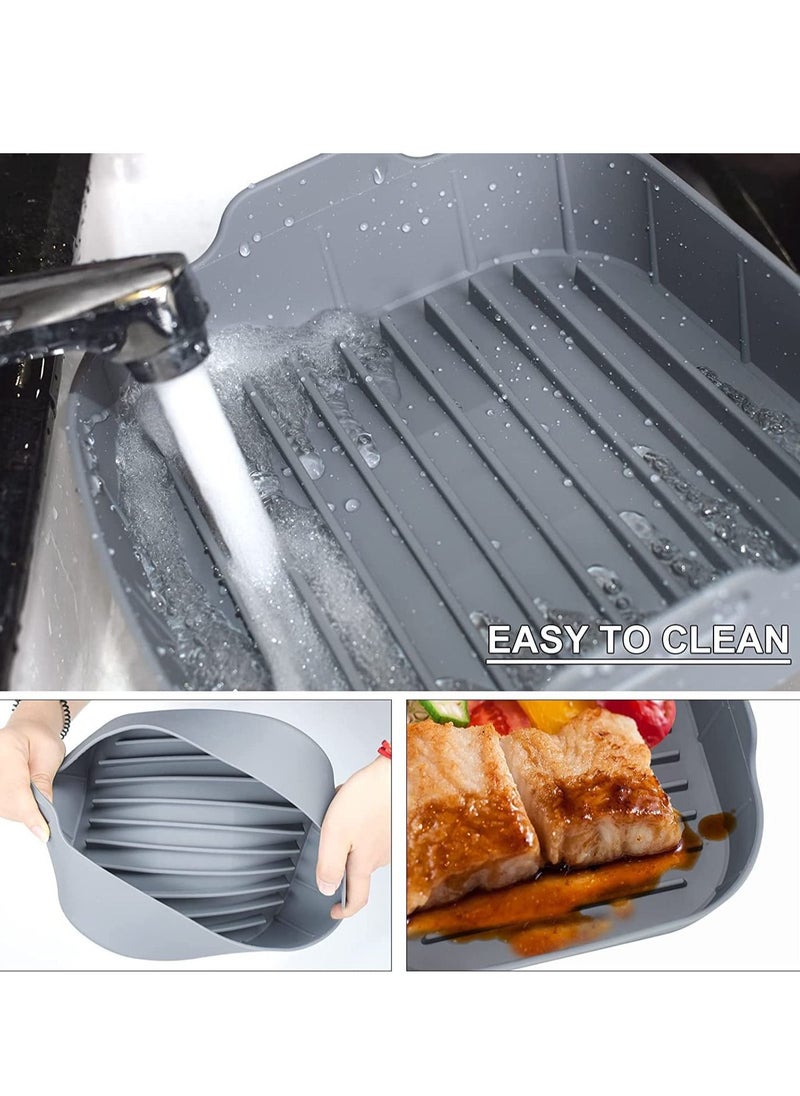 Air Fryer Silicone Pot, 2 Pieces Mini Oven Gloves, Airfryer Insert Bowl, Replacement of Parchment Paper Liners, Food Safe Reusable Basket, Non-Stick (8-inch)