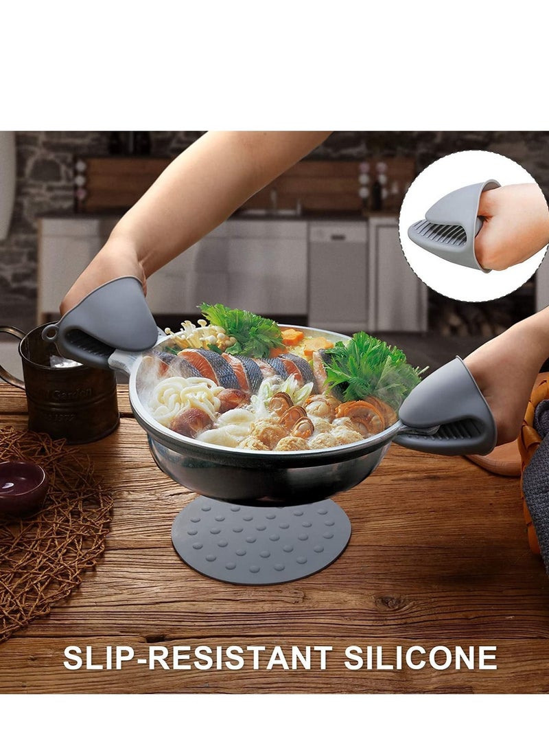 Air Fryer Silicone Pot, 2 Pieces Mini Oven Gloves, Airfryer Insert Bowl, Replacement of Parchment Paper Liners, Food Safe Reusable Basket, Non-Stick (8-inch)