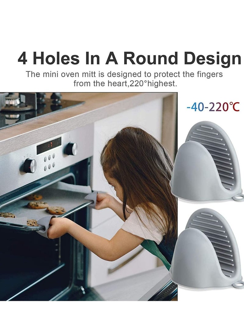Air Fryer Silicone Pot, 2 Pieces Mini Oven Gloves, Airfryer Insert Bowl, Replacement of Parchment Paper Liners, Food Safe Reusable Basket, Non-Stick (8-inch)