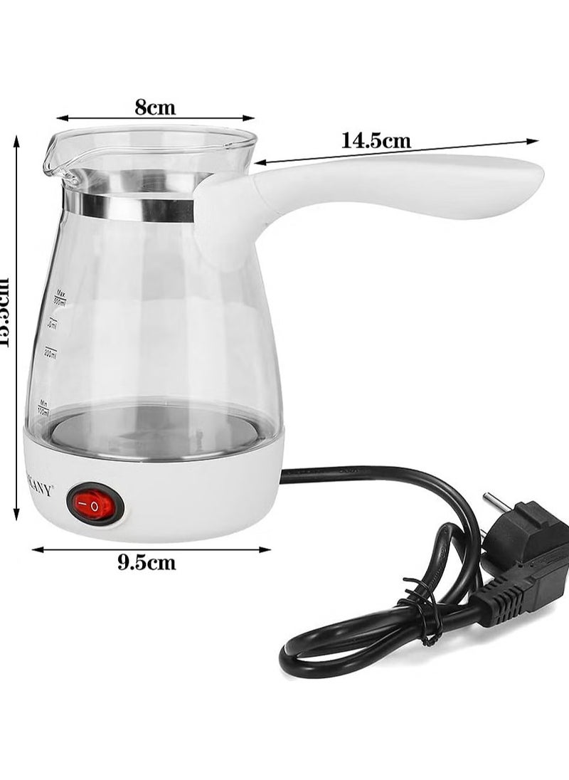 Turkish coffee Pot - Electric Glass Coffee Kettle, Arabic Coffee Maker Milk & Butter Warmer 500ml YLW-606