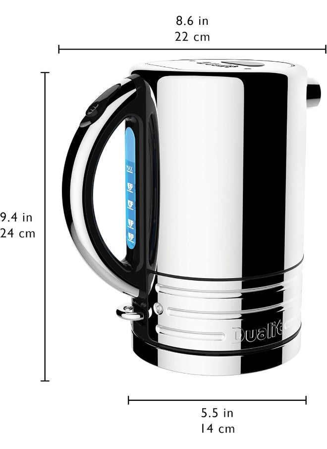 Dualit 72955 Design Series Kettle, Black and Steel, 1.5L