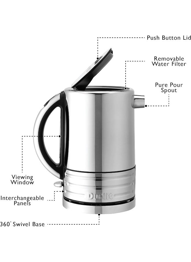 Dualit 72955 Design Series Kettle, Black and Steel, 1.5L