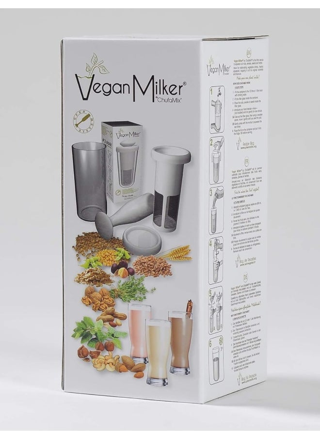 VEGAN MILKER CLASSIC by Chufamix, kitchen tool to make plant milks from any nut, grain or seed. 1 liter in 1 minute. Vegan milk maker. Made in Europe. Free Recipe E-Book (download at Veganmilker web)