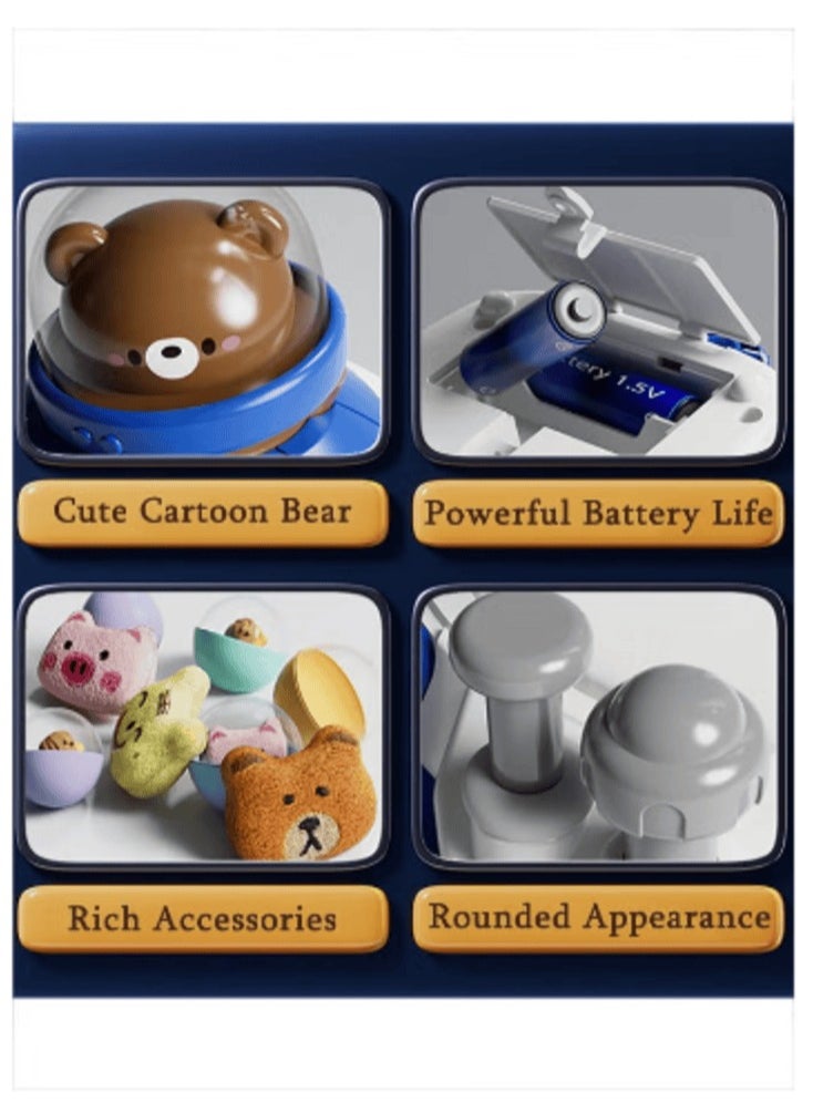 Cute Bear Lighting And Sound Effects Kid's Doll Catching Machine Play House Clip Doll Machine Clip Doll Catching Machine Blue