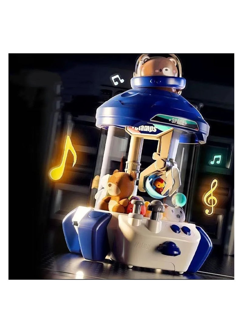 Cute Bear Lighting And Sound Effects Kid's Doll Catching Machine Play House Clip Doll Machine Clip Doll Catching Machine Blue