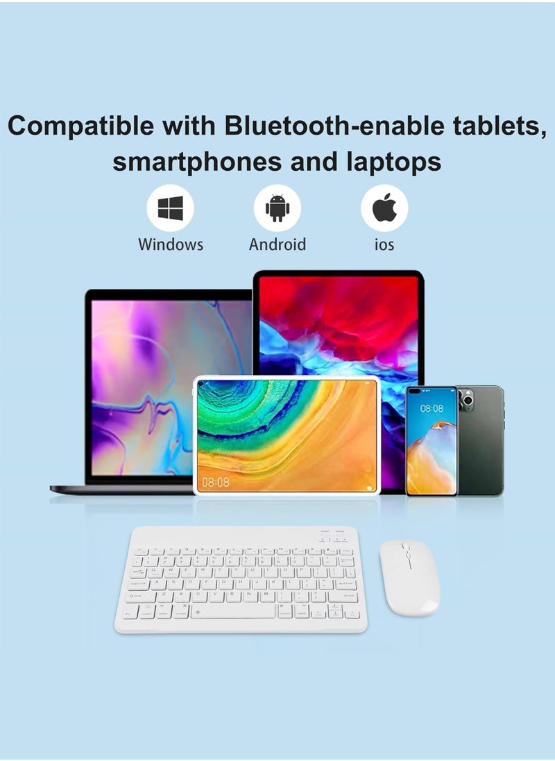 Rechargeable Wireless Keyboard and Mouse Kit Multi-Device Compatible with iOS Android Windows Quiet Scissor Switch Keys Long Battery Life Fast Charging Ideal for Tablets Laptops and Smartphones