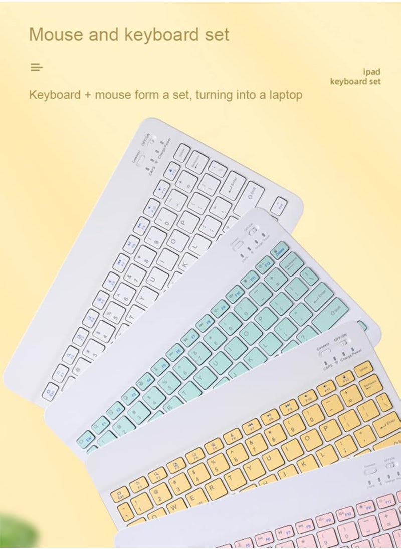 Rechargeable Wireless Keyboard and Mouse Kit Multi-Device Compatible with iOS Android Windows Quiet Scissor Switch Keys Long Battery Life Fast Charging Ideal for Tablets Laptops and Smartphones