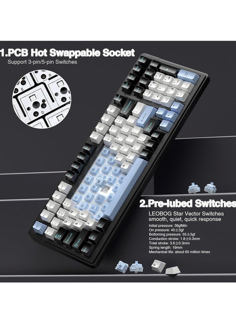 F99 Wireless Mechanical Keyboard, Tri-Mode BT5.0/2.4GHz/USB-C Hot Swappable Custom Keyboard, Star Vecot switch, Gasket Structure, RGB Backlit Gaming Keyboard for PC/Tablet/PS/Xbox