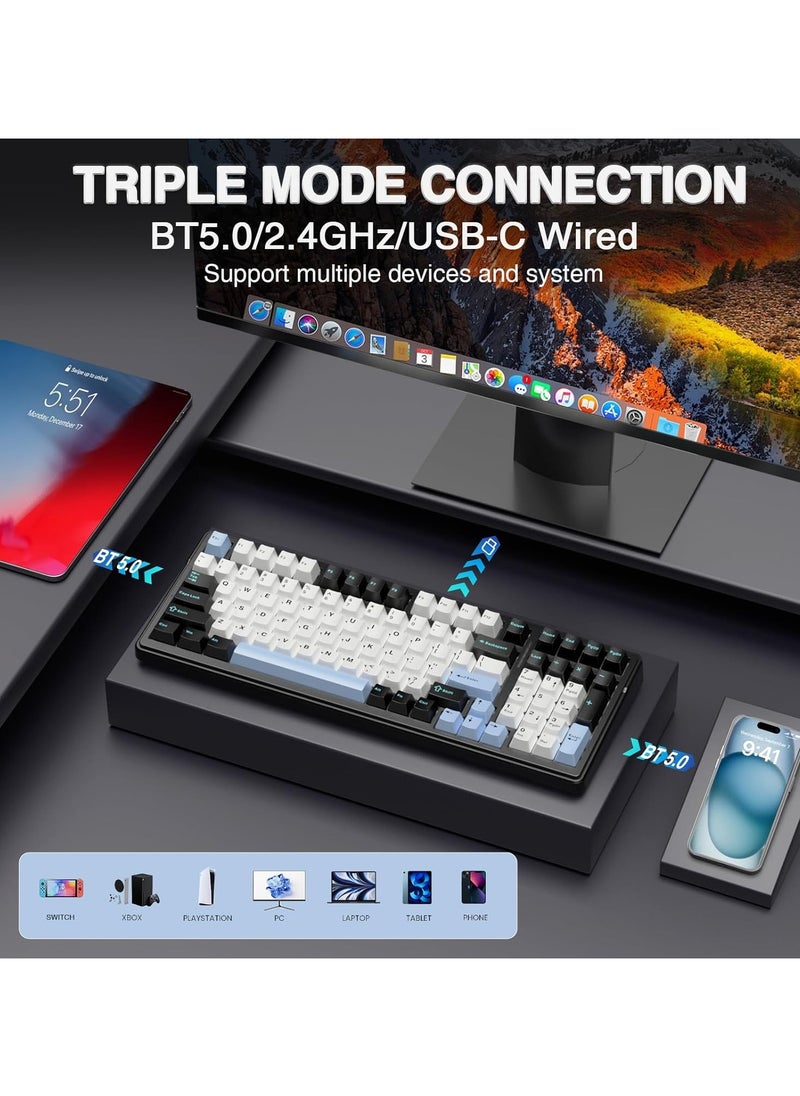 F99 Wireless Mechanical Keyboard, Tri-Mode BT5.0/2.4GHz/USB-C Hot Swappable Custom Keyboard, Star Vecot switch, Gasket Structure, RGB Backlit Gaming Keyboard for PC/Tablet/PS/Xbox