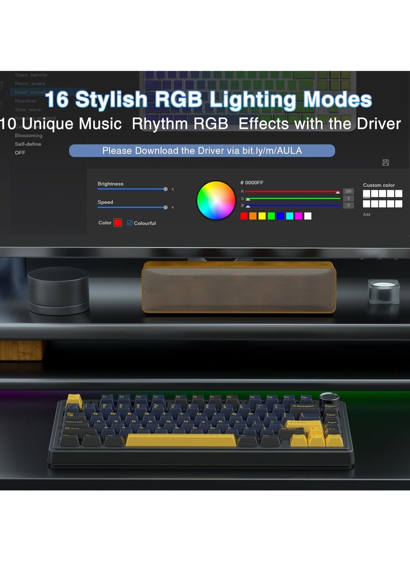 F75 75% Wireless Mechanical Keyboard,Gasket Hot Swappable Custom Keyboard,Pre-lubed Reaper Switches RGB Backlit Gaming Keyboard,2.4GHz/Type-C/BT5.0 Mechanical Keyboard