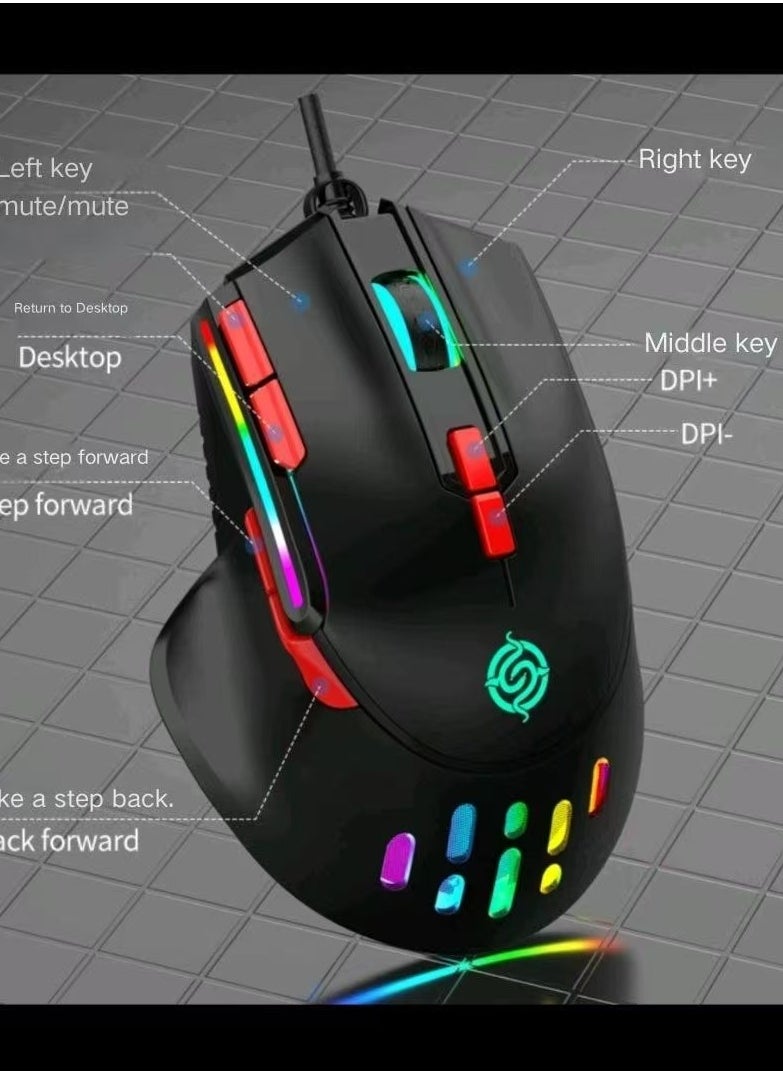 Wired computer notebookExternal USB mouseRGB lighting effect mechanical mouse