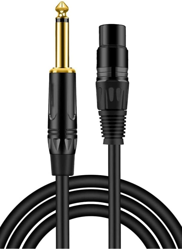 6FT XLR to 1/4 Inch TS 6.35mm Mic Cable - Unbalanced Male to Female Audio Cord for Microphone, Guitar, Mixer, AMP - Perfect for Musicians and Audio Enthusiasts