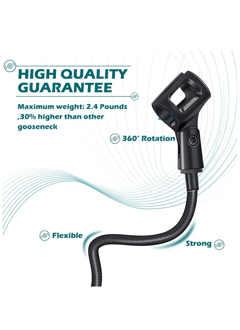 Microphone Arm, Flexible Desk Mic Stand, 360° Adjustable Stand W/ 3/8 to 5/8 Adapter, Clip Holder, Upgraded Table Clamp 2 Pcs