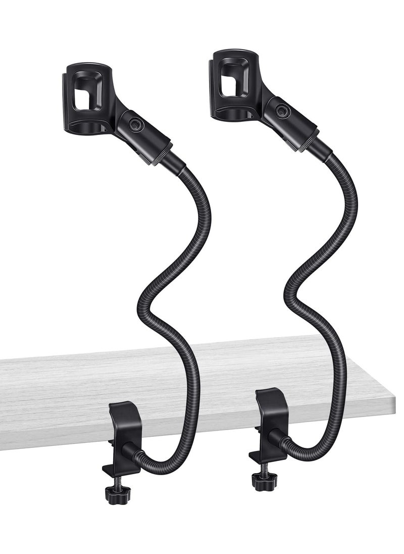 Microphone Arm, Flexible Desk Mic Stand, 360° Adjustable Stand W/ 3/8 to 5/8 Adapter, Clip Holder, Upgraded Table Clamp 2 Pcs
