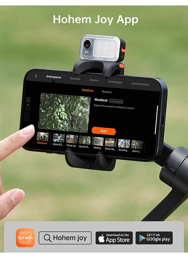 hohem iSteady V3 Gimbal Stabilizer for iPhone, Magnetic AI Tracker,Detached Remote,Built-in Tripod Extension Rod, 3-Axis Phone Gimbal Stabilizer for Smartphone Video Recording Vlog Live tiktok,Black